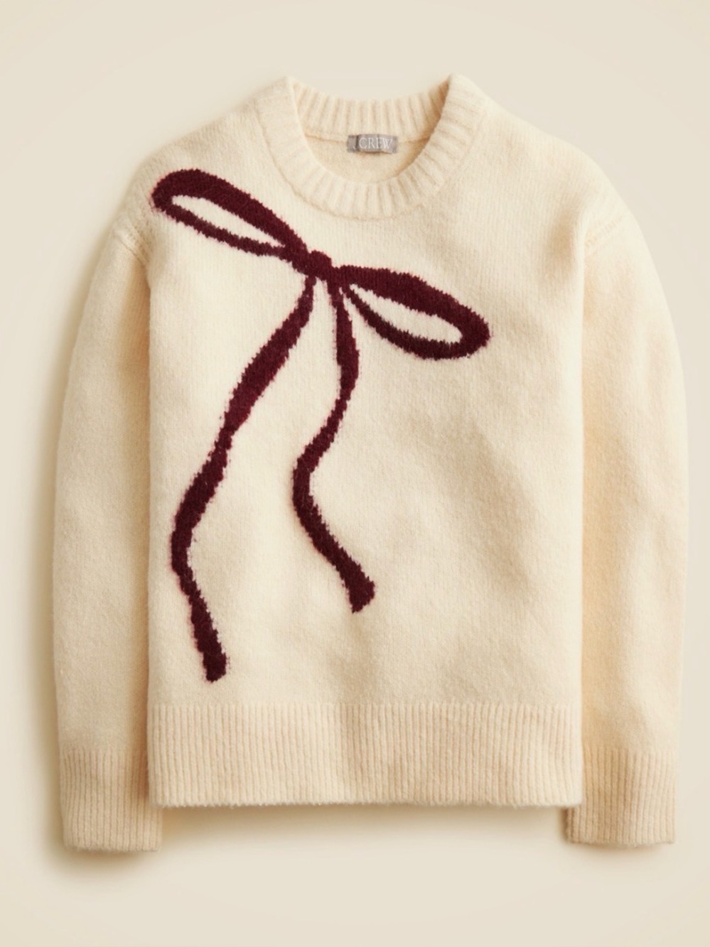 J.Crew Relaxed Crewneck Pullover Bow Print Wool Alpaca Sweater Size M NWT - Picture 3 of 11